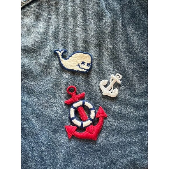 Vintage 80s 90s Nautical Whale & Anchor Sew-On Embroidered Patch Set for Denim - Picture 1 of 5